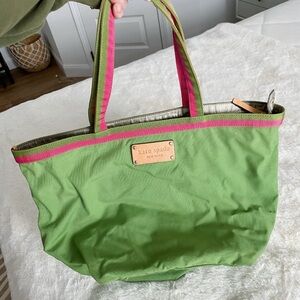 Kate Spade Vibrant Green Tote with Pink Accents